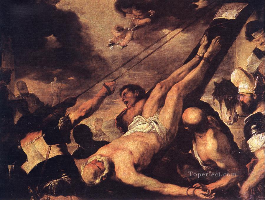 Crucifixión De San Pedro Barroco Luca Giordano Pintura al óleo